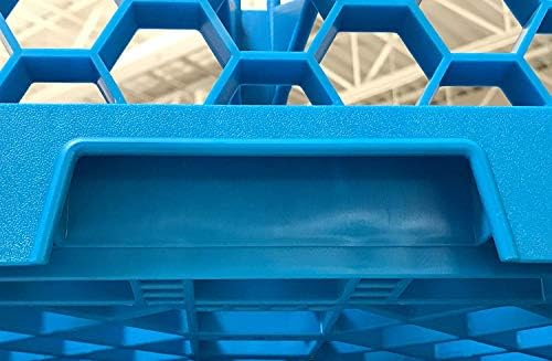 Carlisle FoodService Products OptiClean 25-Compartment Glass Racks With 3 Extenders for 3.19" Cups – Glass Racks for Restaurants Scratch-Resistant Texture, Blue