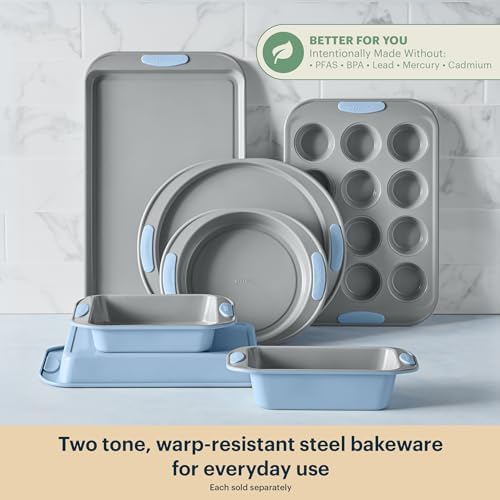 Pyrex 3-Piece Metal Cookie & Muffin Sheet Bakeware Set, Cerulean