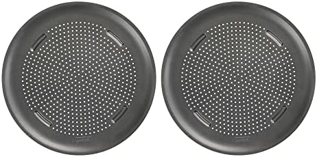 GoodCook AirPerfect Nonstick 16” Pizza Pan - Set of 2 - Pizza Trays for Oven, Perforated Round Pizza Pan, Carbon Steel Baking Pan, Homemade, Frozen & Leftover Slices