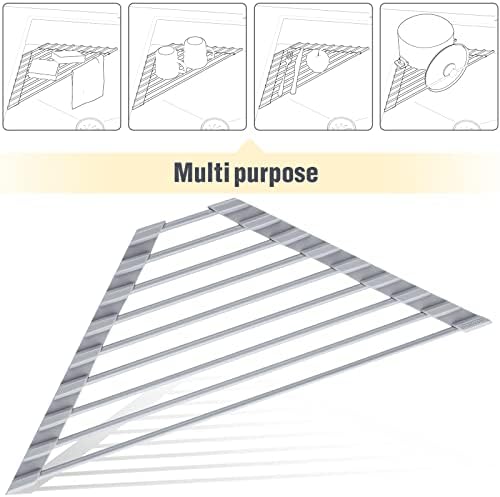 Tomorotec Triangle Roll Up Dish Drying Rack with Silicone Coating, Gray