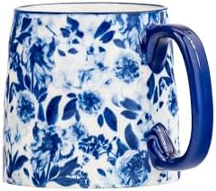 10 Strawberry Street Bella Flora Espresso Demitasse Stack, Set of 4 (Blue Peonies)