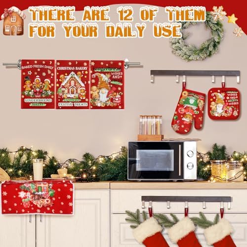 SiliFine 12 Pcs Christmas Kitchen Accessories Set Gingerbread Style