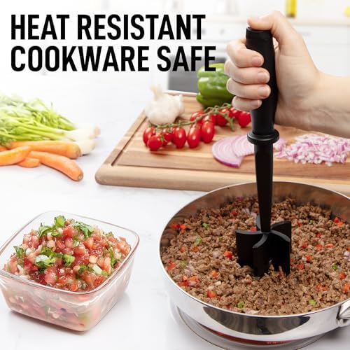Zulay Kitchen Ground Beef Chopper Tool – Hamburger Smasher & Meat Chopper for Ground Beef – Heat Resistant Food-Grade Nylon – Black