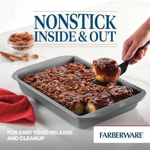 Farberware Nonstick Bakeware 9-Inch x 13-Inch Rectangular Cake Pan, Gray