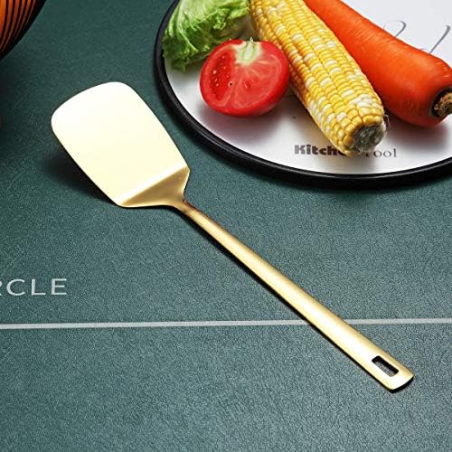 Berglander Gold Spatulas, Solid Turner Titanium Gold Plating, Barbecue Metal Spatulas Turner For Cooking, Kitchen, Dishwasher Safe, Easy to Clean