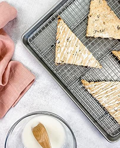 USA Pan 1607CR Bakeware Extra Large Sheet Baking Pan and Bakeable Nonstick Cooling Rack Set, XL, Metal