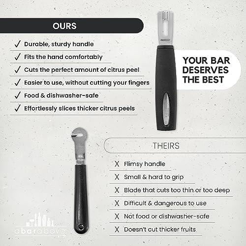 A Bar Above Premium Quality Channel Knife, Stainless Steel, White Handle, Garnish for Cocktail Mixers, Lemon Zester, and Fruit Peeler, Professional-Grade Bar Accessory, Durable Citrus Knife, Pack of 2