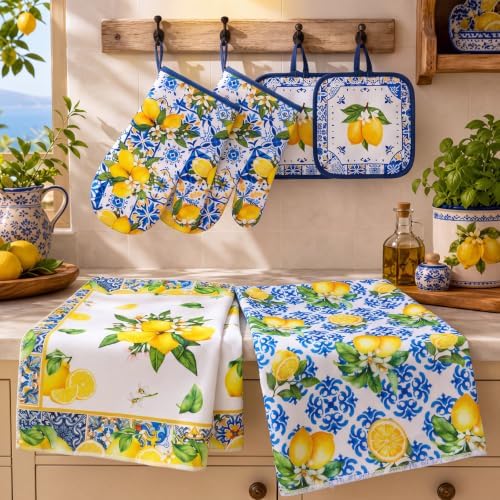 FoldTier 6 Pcs Capri Lemon Kitchen Decoration Amalfi Coast Kitchen Supplies