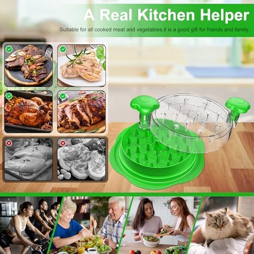 Chicken Shredder Tool Twist Large Meat Shredder with Brush&Fork, Green