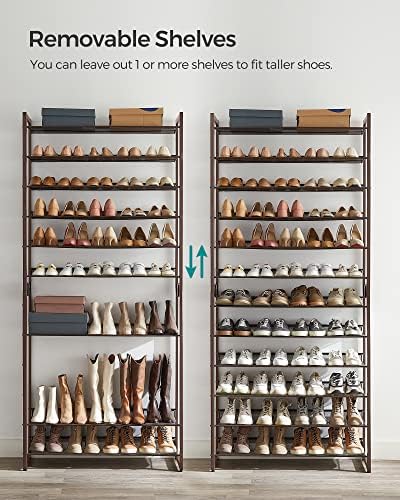 SONGMICS Metal Shoe Rack, 12-Tier Shoe Orgainzer, Holds 48-60 Pairs