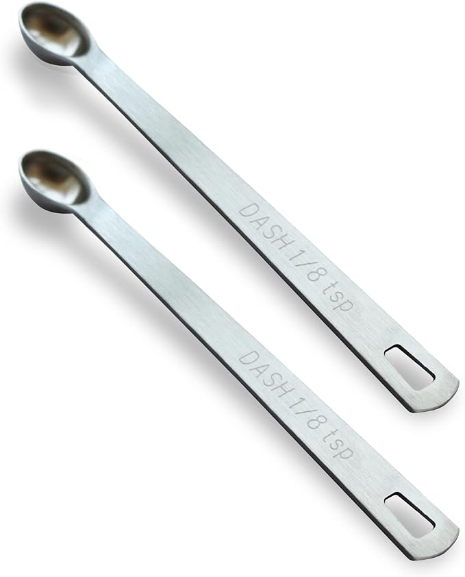 2PCS 1/8 Teaspoon Single Tiny Measuring Spoon, Small Individual Stainless Steel by BERYLER