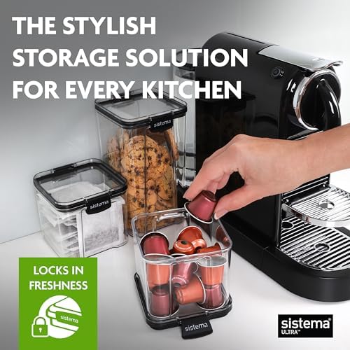 Sistema Tritan Ultra Airtight Pantry & Kitchen Storage Containers, 5-Pack, Clear Stackable Square Food Storage, BPA-Free, Dishwasher & Freezer-Safe (Microwave-Safe Without Lid)