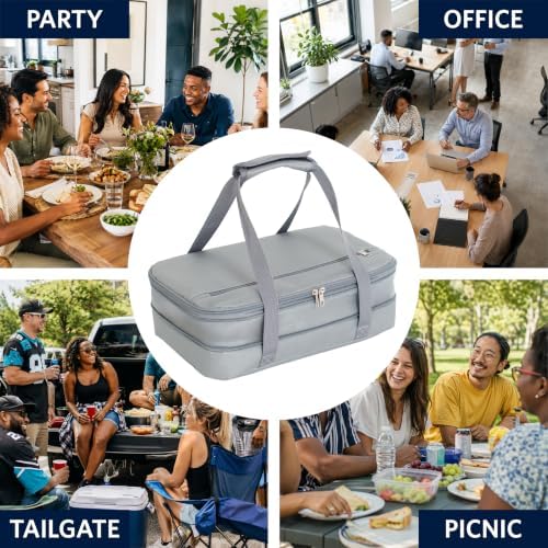 Glad Cook & Take Set - Glass Baking Dishes with Lids, Insulated Carrier, and Cold Packs - Easily Transport Hot/Cold Casseroles - Borosilicate Glass Bakeware with Zippered Tote Bag
