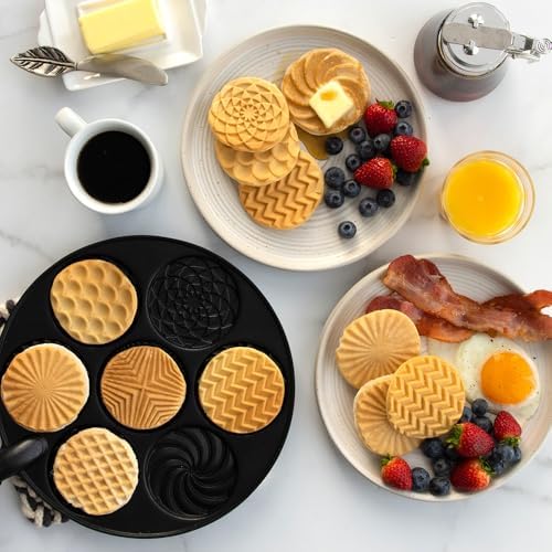 Nordic Ware Nonstick Pancake Pan, Heavy Aluminum, 7 Round Cups, For Gas, Electric, Ceramic Stovetops, Made in USA