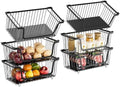 GAOKASE 6 Pcs Stackable Wire Baskets for Pantry Organizers and Storage,