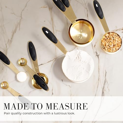 Styled Settings Black and Gold Measuring Cups and Spoons Set, 8-Piece
