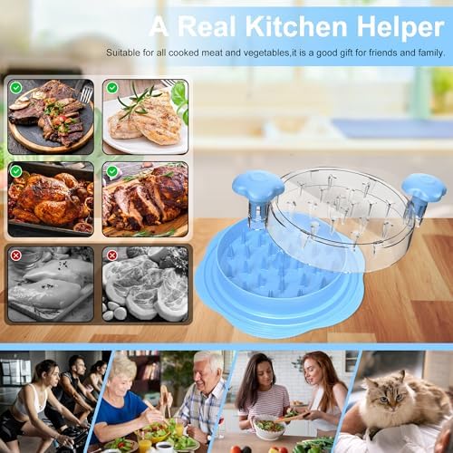 Chicken Shredder Tool Twist Large Meat Shredder with Brush&Fork, Sky Blue