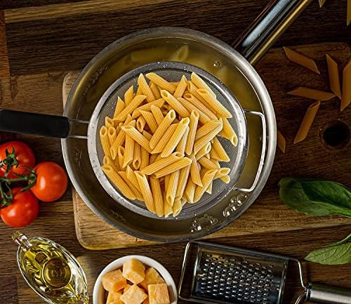 9" Large Extra Fine Mesh Strainer with Thermo Plastic Rubber Handle - Sieve Fine Mesh Stainless Steel - Ideal to Strain Pasta, Quinoa and Rice