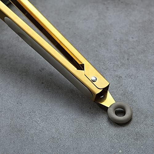 Gold Cooking Tongs, Berglander Heavy Duty Food Tongs For Cooking With Silicone Tips And Titanium Gold Plating Handle, Kitchen Tongs, Grill Tongs, Dishwasher Safe, Easy to Clean