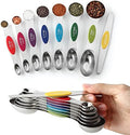 Spring Chef Stainless Steel 8 Magnetic Measuring Spoons, 2 Pack, Multicolor