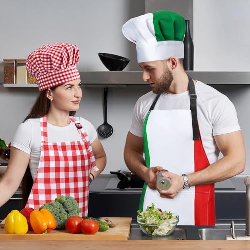 Toulite 4 Pcs Italian Apron and Chef Hat Set for Women Men Party Costume