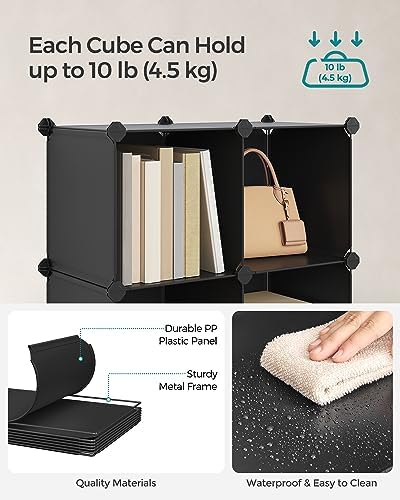 SONGMICS 12 Cube Storage Organizer with doors，Plastic stackable cube shelf