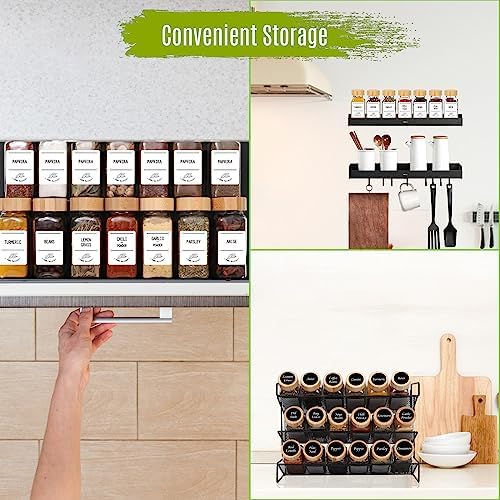 24 Pack 6 oz Glass Spice Jars with Bamboo Lids