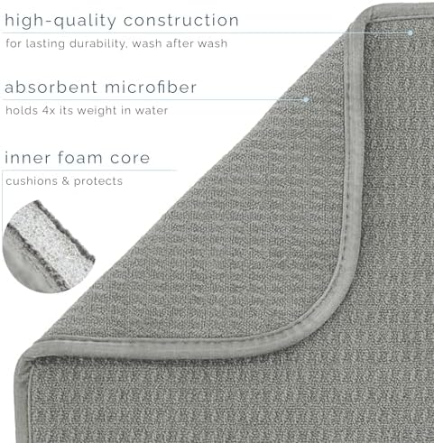 S&T INC. Dish Drying Mat, 16" x 18", Large, Grey