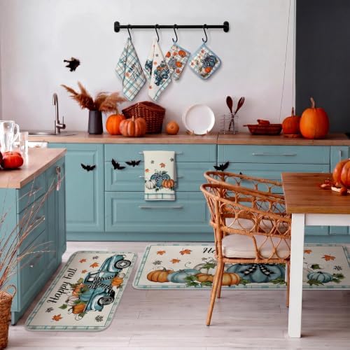 Fanfanwin 10 Pcs Fall Thanksgiving Pumpkin Kitchen Decor Set