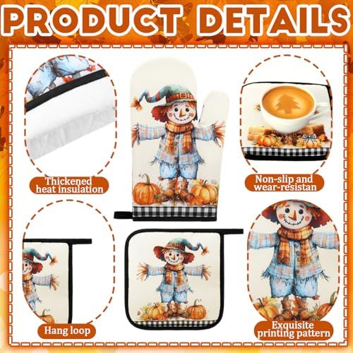 Fanfanwin 10 Pcs Fall Thanksgiving Pumpkin Kitchen Decor Set Scarecrow