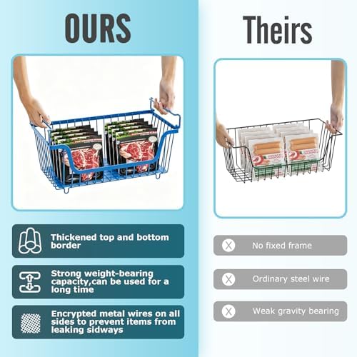 4 Pcs Stackable Wire Baskets for Pantry Organizers and Storage,blue,