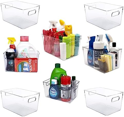 Clear Plastic Storage Bins, Pantry Organizers and Storage, Kitchen Organization and Storage Containers Bins for Organizing, Fridge, Freezer, Bathroom, Pantries, Medicine Cabinet Organizer Bin