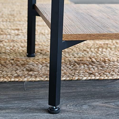 Household Essentials Rustic Hickory Wood & Black Iron Four-Tier Bookshelf