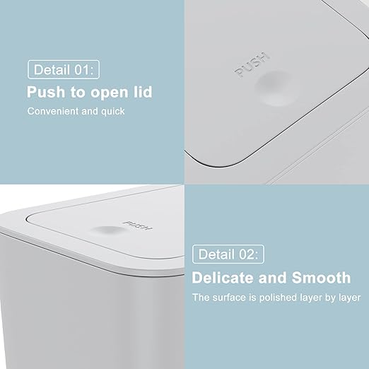 3 Pack 10 Liter / 2.6 Gallon Bathroom Trash Can, Small Trash Can - Image 6