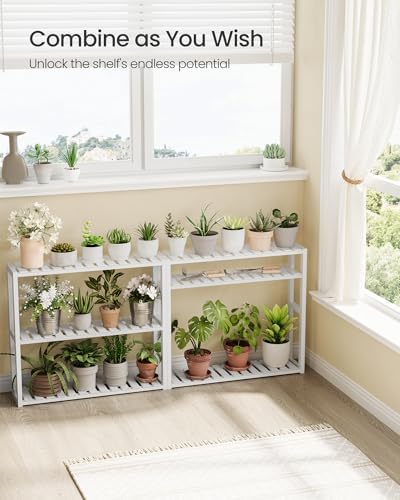 SONGMICS Bamboo Bathroom Shelf, 3-Tier Adjustable Plants Rack