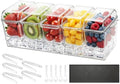 VEVOR Chilled Condiment Server Caddy, 5 Compartment Ice Cooled Serving Container, Plastic Fruit Garnish Tray Platter with Separate Lid, for Taco Salad Bar Accessories, Party Home Restaurant Supplies