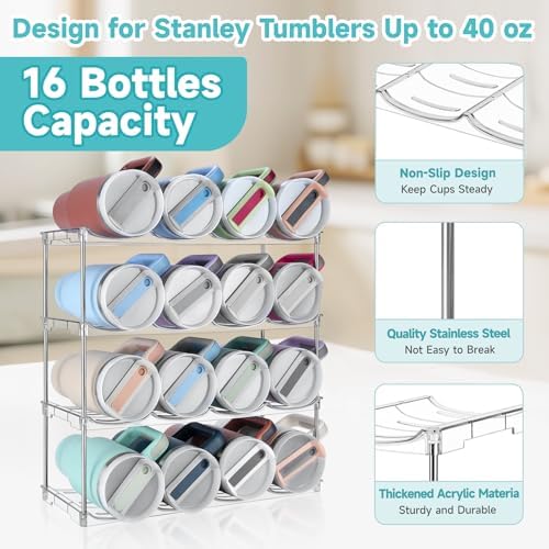 Stackable Water Bottle Organizer Large Compartment Water Bottle Holder
