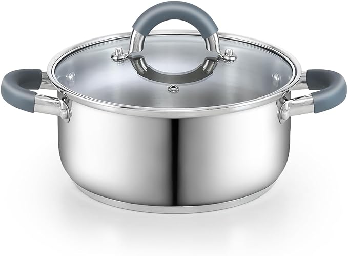 Cook N Home 3-Quart Stainless Steel Pot, Small Stock Pot by CookNHome