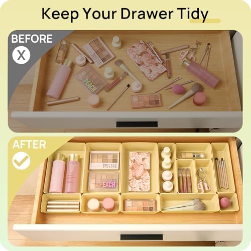 Vtopmart 25 Pack Plastic Drawer Organizers with Anti-slip Rubber Pads