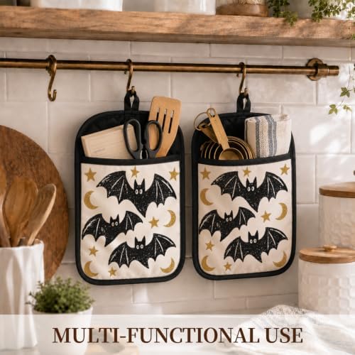 Halloween Bat Pot Holders for Kitchen 2 Pack Set