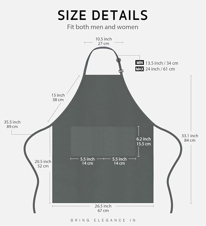 Syntus Apron for Men Women, Adjustable Cooking Kitchen Chef Aprons - Image 2