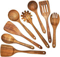 Teak Wooden Spoons for Cooking - 8Pcs Kitchen Utensils Set With Spatulas