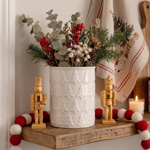 Yungyan Ceramic White Christmas Tree Utensil Holder for Kitchen