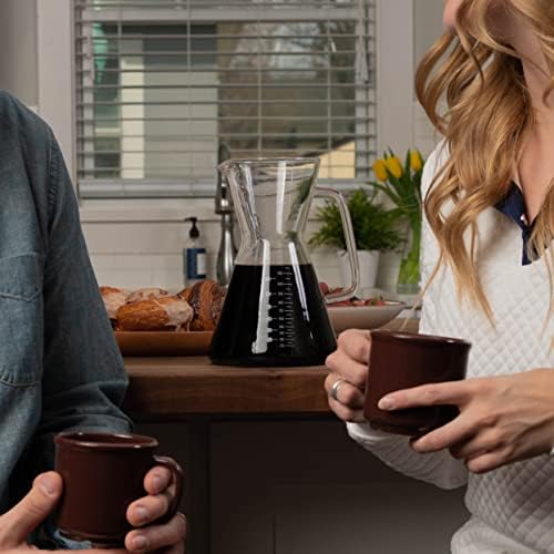 London Sip Glass Pour Over Coffee Carafe Coffee Maker with Reusable Stainless Steel Filter, Ergonomic Handle, and Easy-Pour Spout, 8-Cup (1200 mL)