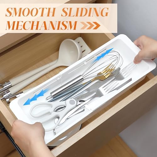1 Pack Deep Drawer Organizer Adjustable Storage Bin(12.4-17.7")