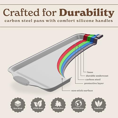 Country Kitchen Nonstick Stackable Bakeware Set - Heavy Duty, Durable, Easy Release Baking Set, Silver, 10 Pcs