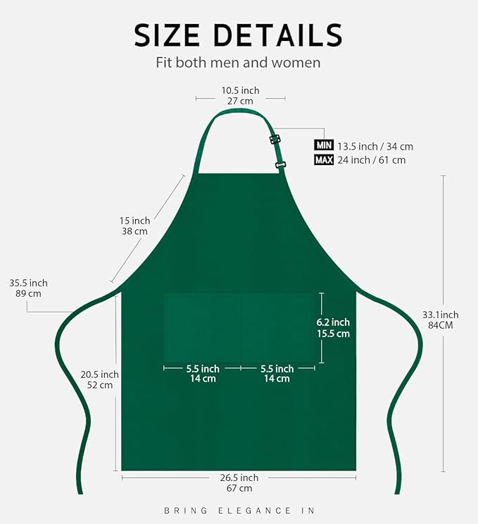 Syntus Apron for Men Women, Adjustable Cooking Kitchen Chef Aprons - Image 2