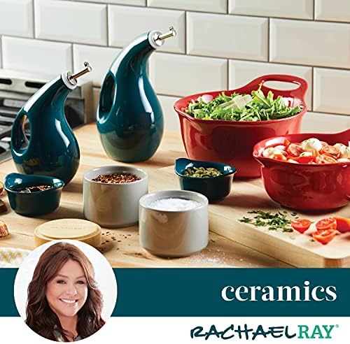 Rachael Ray Ceramics Stacking Spice/Seasoning Box Set with Lid, 2 Piece, Agave Blue