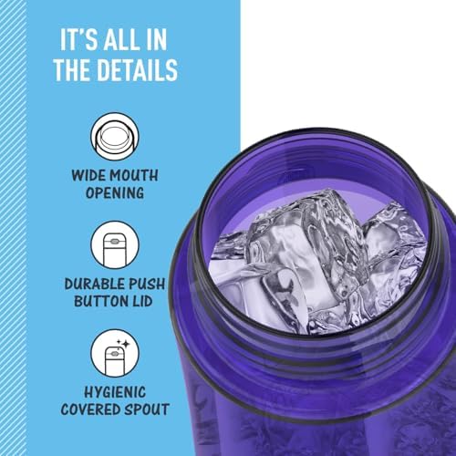 THERMOS FUNTAINER 16oz Plastic Bottle with Spout Lid, Purple