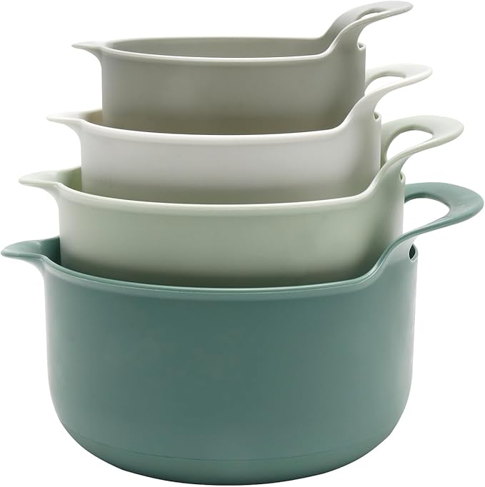 COOK WITH COLOR Nesting Plastic Mixing Bowl Set with Pour Spouts and Handles by CookwithColor